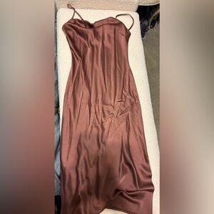 Express Rust Satin Slip Dress